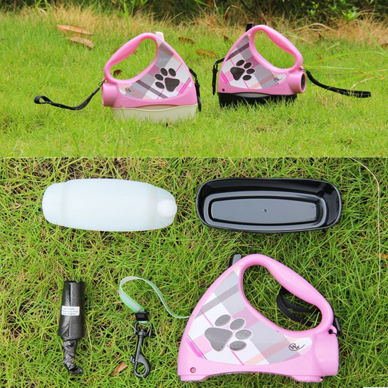 4 In 1 Retractable Multifunctional Dog Leash (Traction Rope + Garbage Bags + Water + Treats)