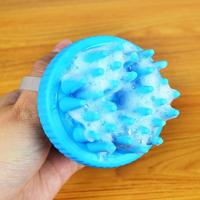 Silicone Pet Washing Brush with Shampoo Reservoir
