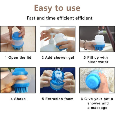 Silicone Pet Washing Brush with Shampoo Reservoir