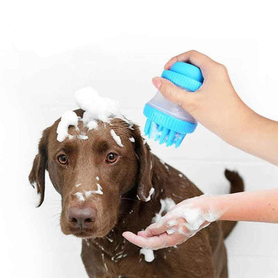 Silicone Pet Washing Brush with Shampoo Reservoir
